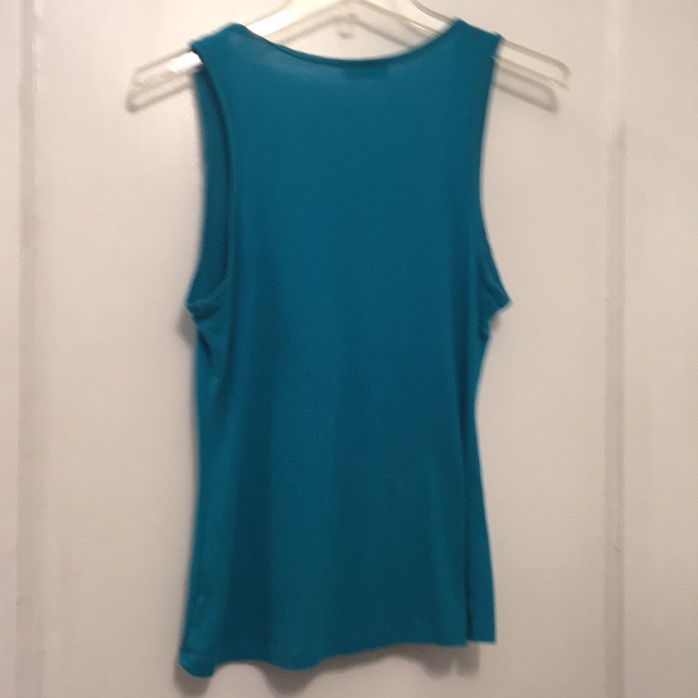 Turquoise Zip Down Ruffle Ribbed Top - Picture 4 of 6